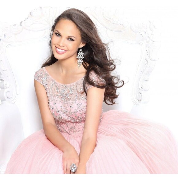 Luxurious Couture Wedding Evening Prom Party Runway Designer Beaded Gown Dress - Picture 3 of 16